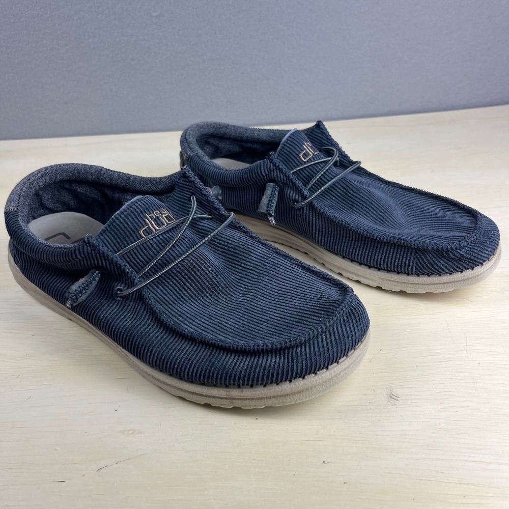 Hey Dude Wally Corduroy Bering Sea Mens Navy Blue Loafers Shoes 110062144 US 9